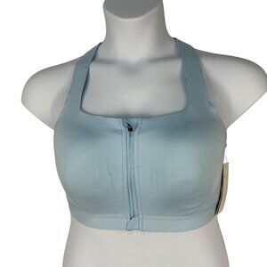 All In Motion Sports Bra 38C High-Support Adjustable Straps Zip Front Blue